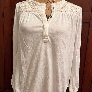 Lucky Brand White Long Sleeve Embellished Tunic